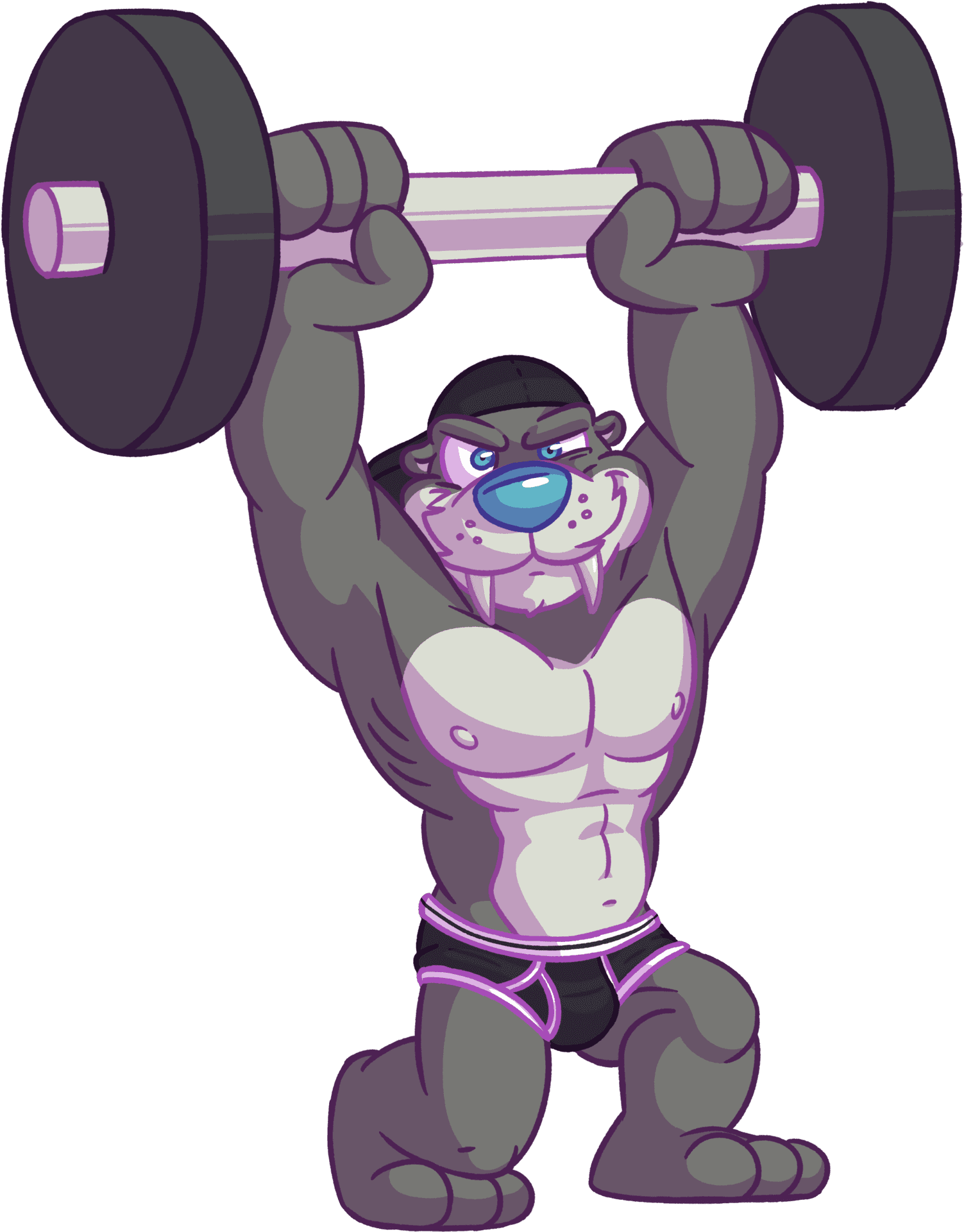 Muscular Walrus Lifting Weights.png PNG Image