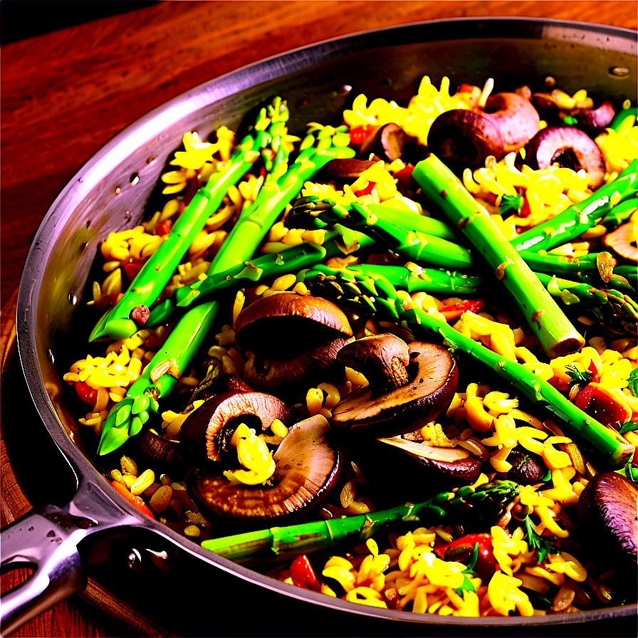 Mushroom And Asparagus Paella Png Boq PNG Image