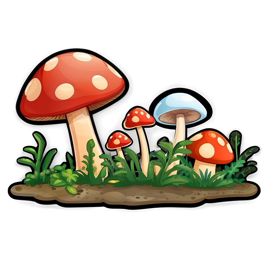 Mushroom Cartoon Sticker Png Mec6 PNG Image