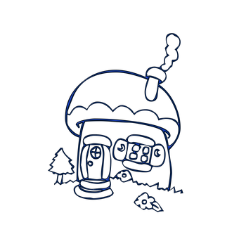 Mushroom House Neon Outline PNG Image