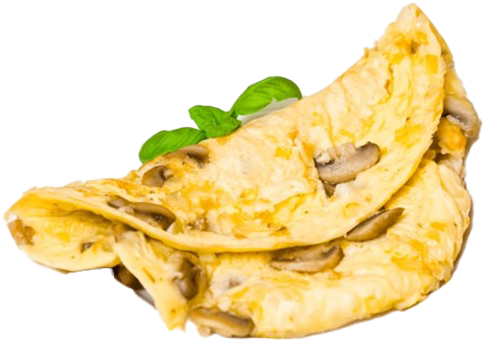 Mushroom Omelettewith Basil Top View PNG Image