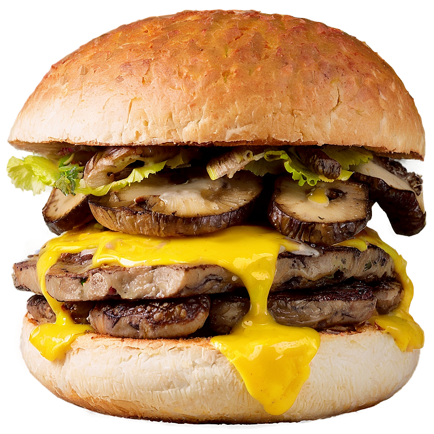 Mushroom Swiss Cheeseburger Png Odd PNG Image