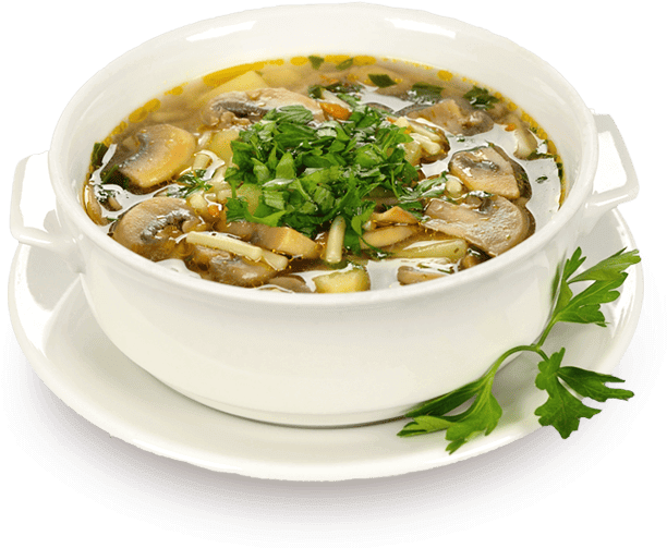 Mushroom Vegetable Soup Bowl PNG Image