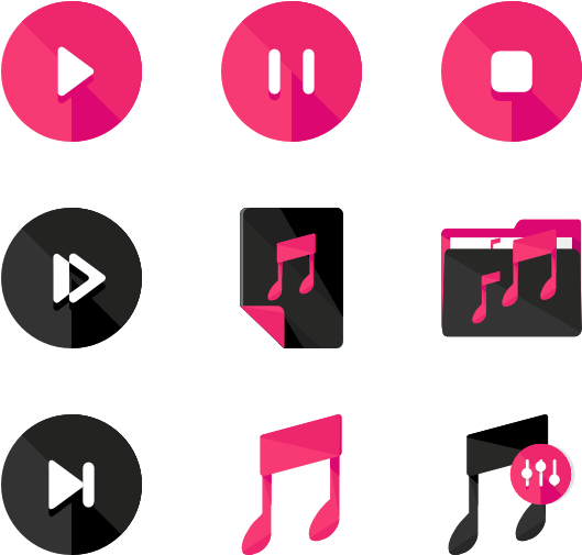 Music Player Icons Set PNG Image