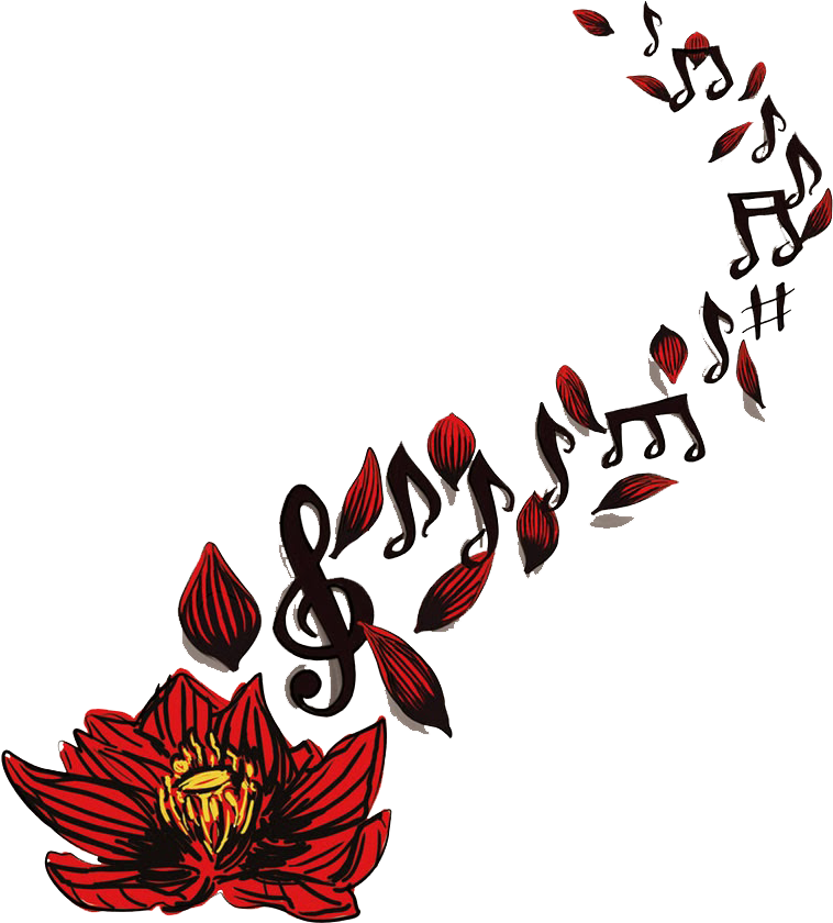 Musical Floral Tattoo Design PNG Image