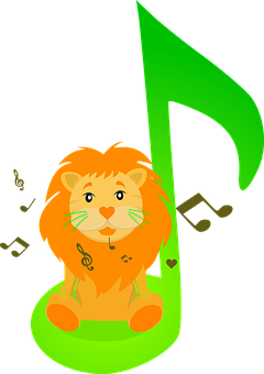 Musical Lion Cartoon PNG Image