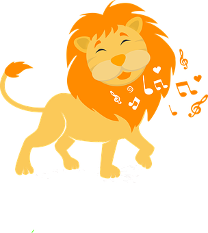 Musical Lion Cartoon PNG Image