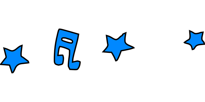 Musical Note And Stars_ Blue On Black PNG Image