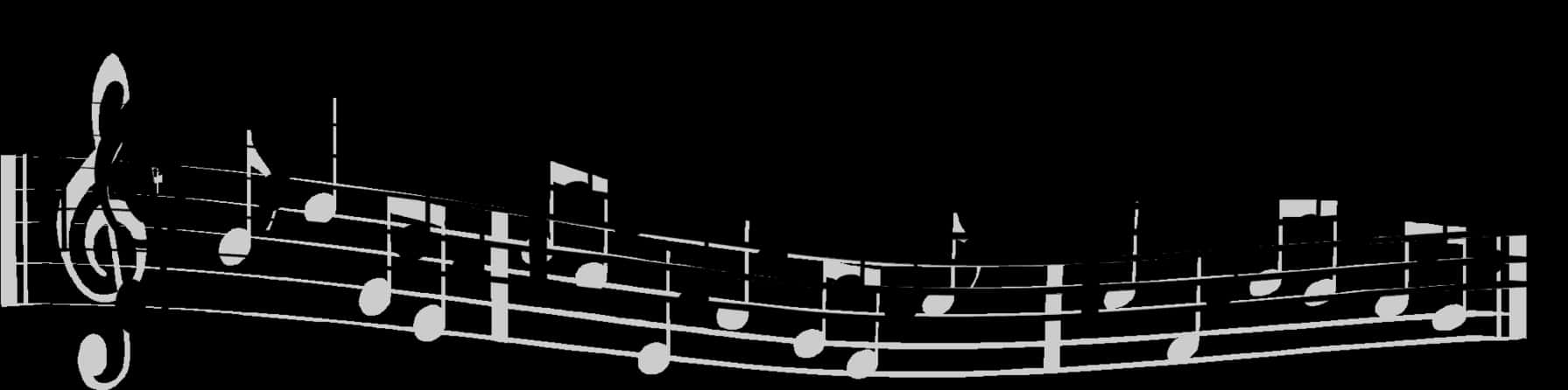 Musical Notes Flowingon Stave PNG Image