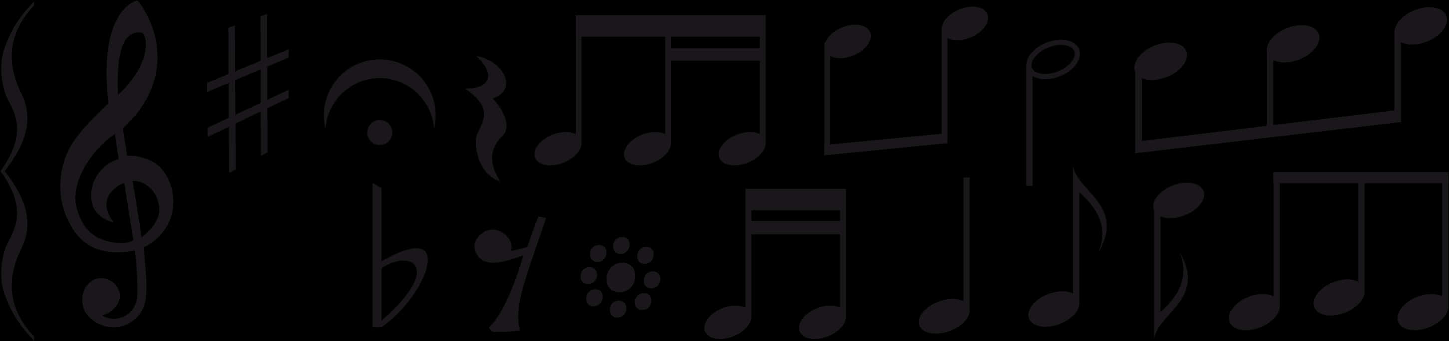 Musical Notes Silhouette PNG Image