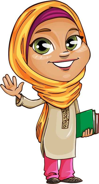 Muslim Girl Cartoon Character Hijab PNG Image