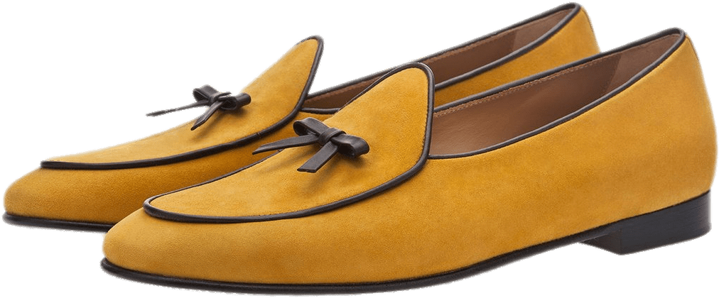 Mustard Yellow Suede Loafers PNG Image