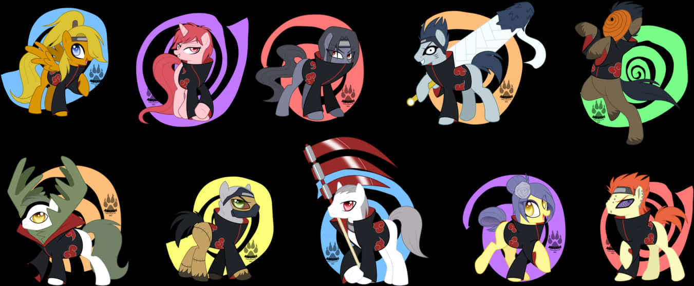 My Little Pony Naruto Crossover Characters PNG Image