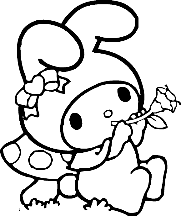 My Melody Coloring Outline PNG Image