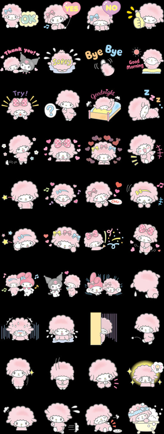 My Melody Expressions Sticker Set PNG Image