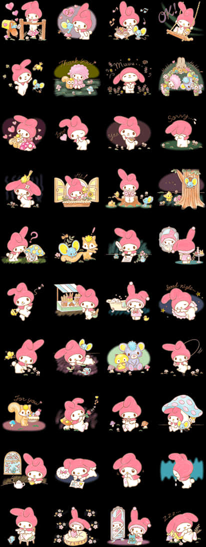 My Melody Expressionsand Activities Compilation PNG Image