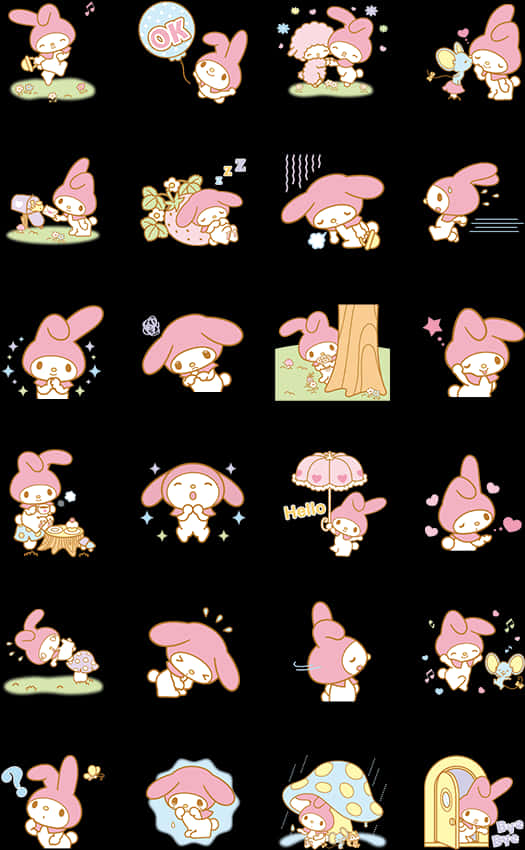 My Melody Expressionsand Activities PNG Image