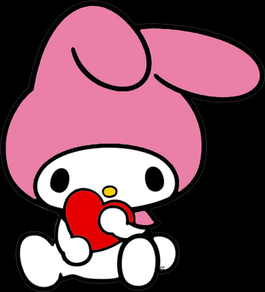 My Melody Holding Heart PNG Image