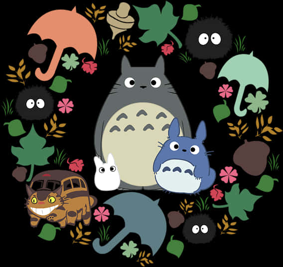 My Neighbor Totoro Characters Collage PNG Image