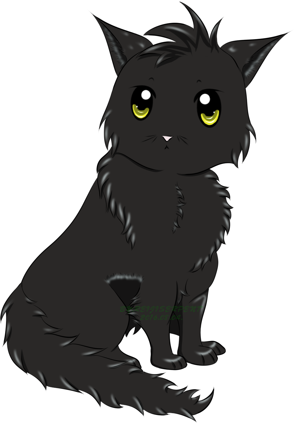 Mysterious Black Catwith Yellow Eyes PNG Image