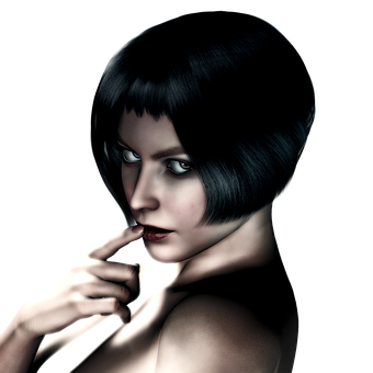 Mysterious Girlwith Black Hair PNG Image