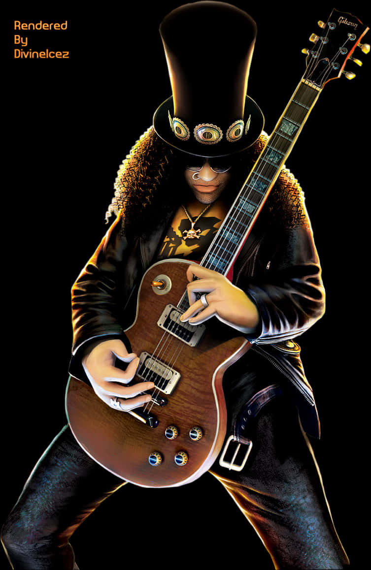 Mysterious Guitarist Artwork PNG Image