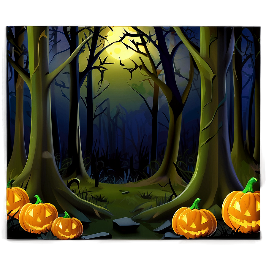 Mysterious Halloween Cartoon Forest Png Acr81 PNG Image