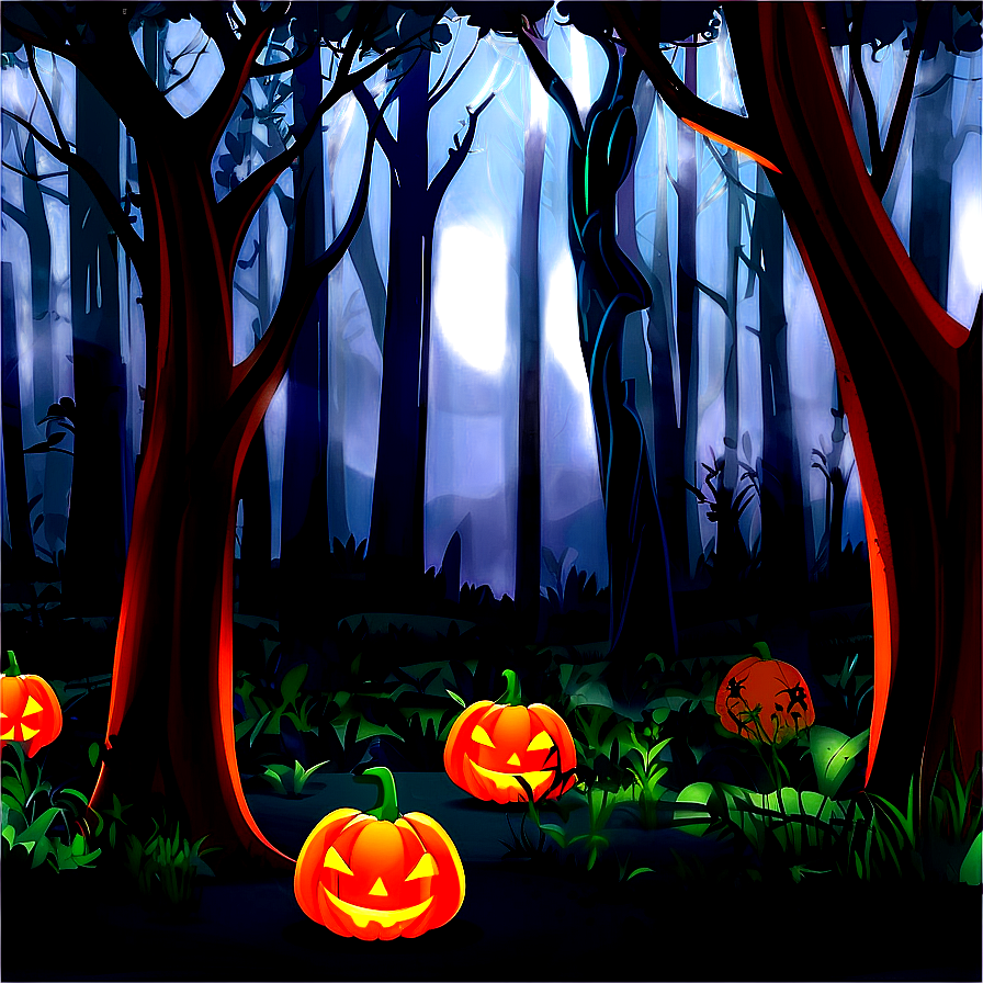 Mysterious Halloween Cartoon Forest Png Esr94 PNG Image