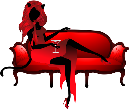 Mysterious_ Red_ Figure_on_ Sofa PNG Image