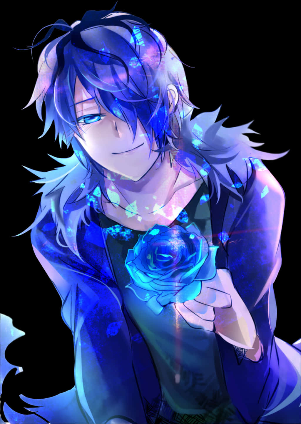 Mystic_ Blue_ Rose_ Anime_ Boy PNG Image