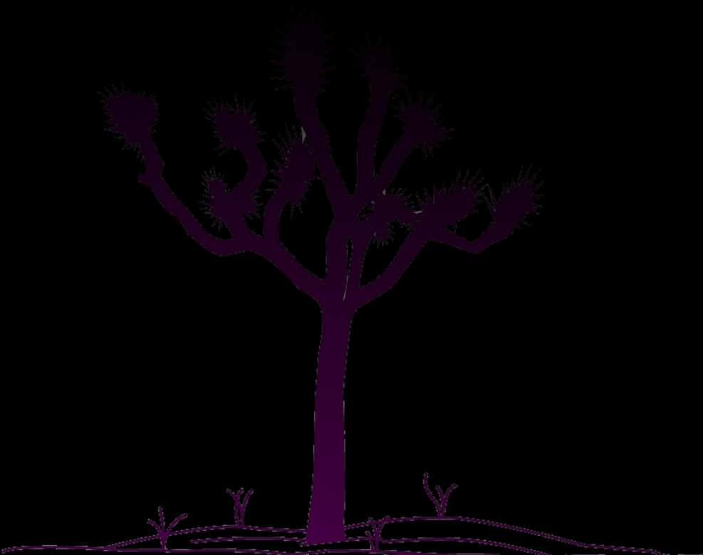 Mystic Purple Tree Silhouette PNG Image