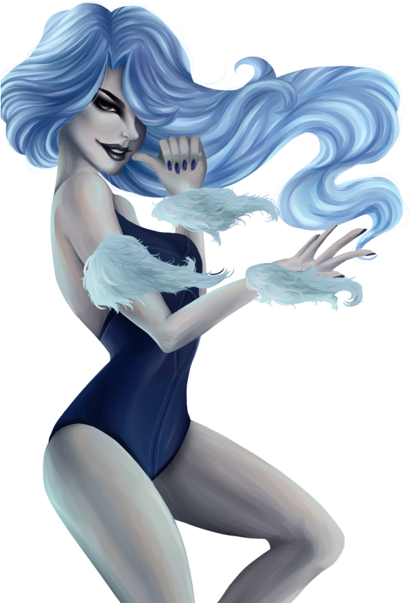 Mystical_ Blue_ Haired_ Woman PNG Image