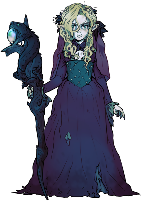 Mystical_ Elf_ Sorceress_with_ Staff PNG Image