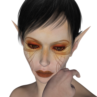 Mystical_ Elf_ With_ Orange_ Eyes PNG Image