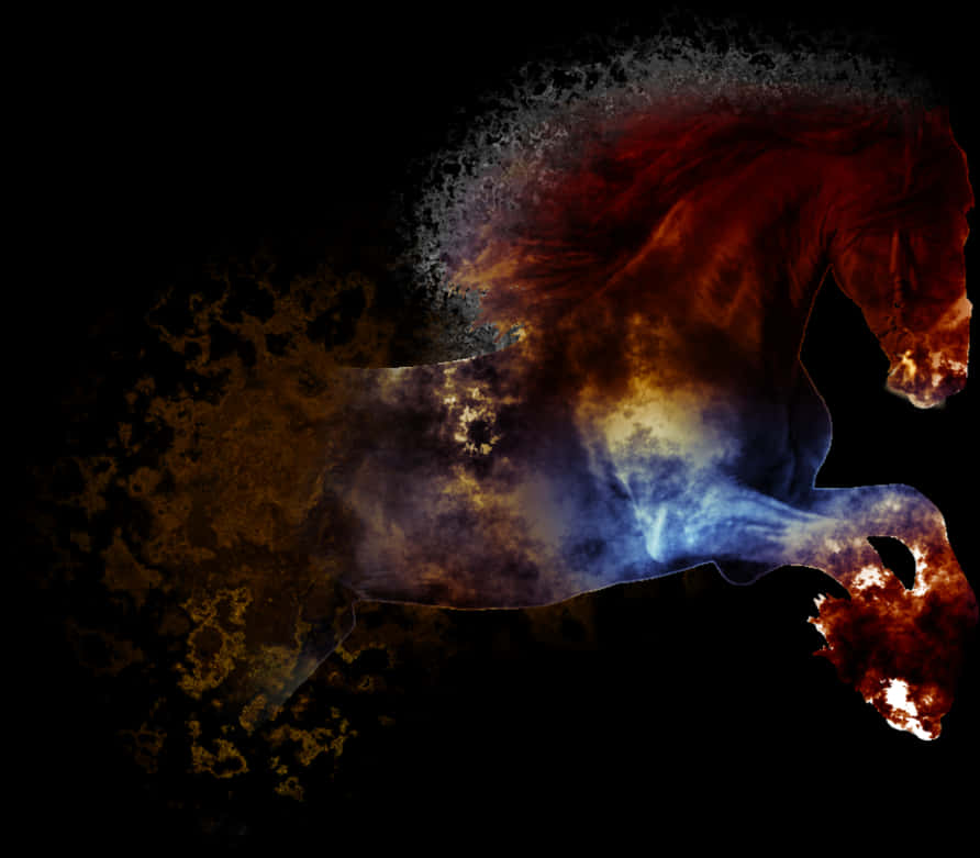 Mystical_ Fire_ Horse_ Abstract_ Background PNG Image