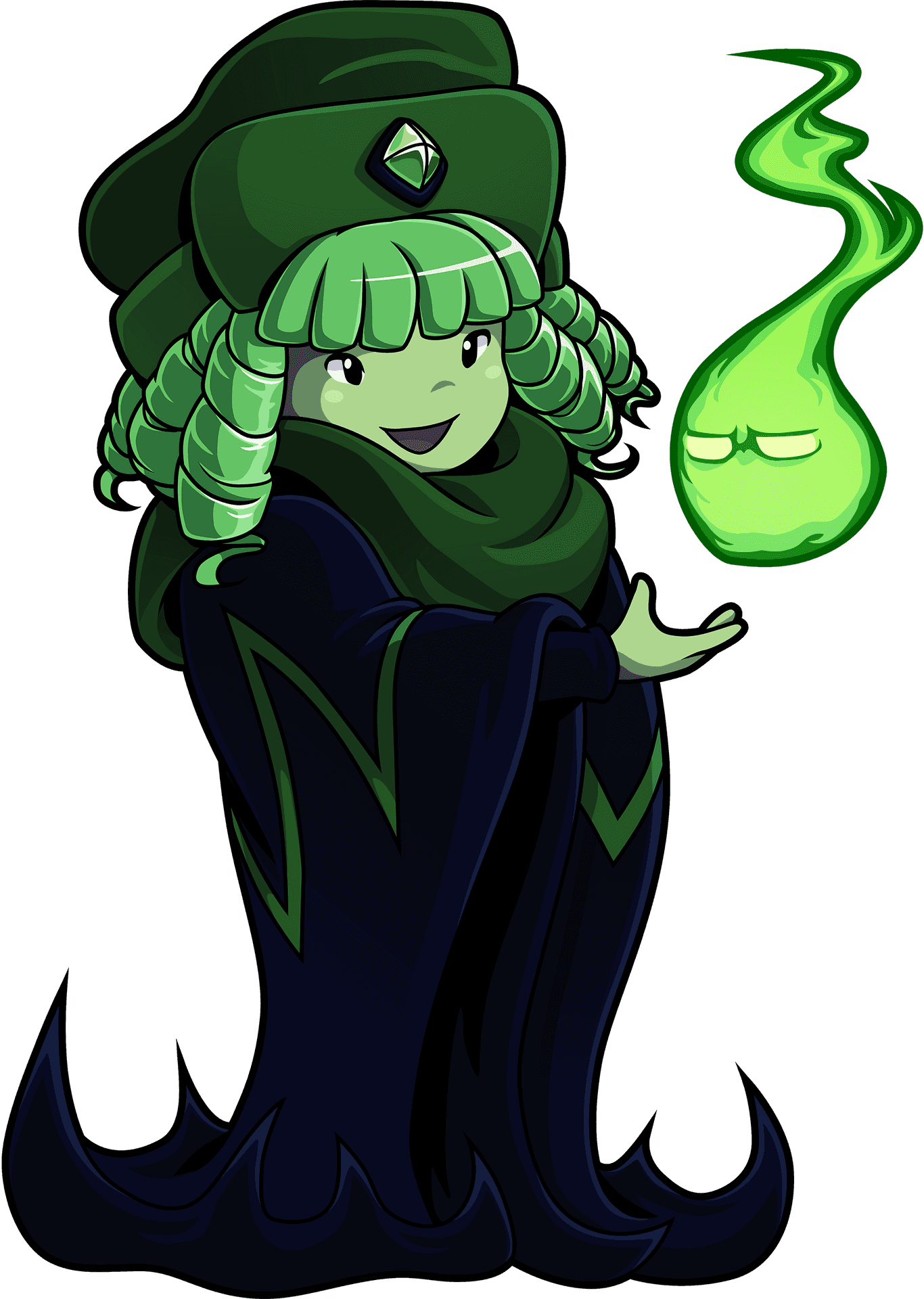 Mystical Green Witch Character PNG Image