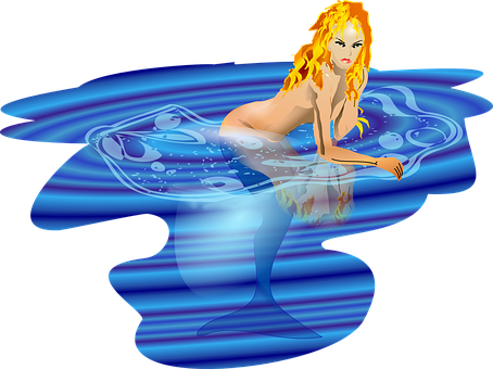 Mystical Mermaid Emerging From Water PNG Image