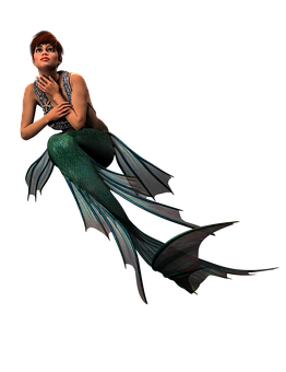 Mystical Mermaid Pose PNG Image