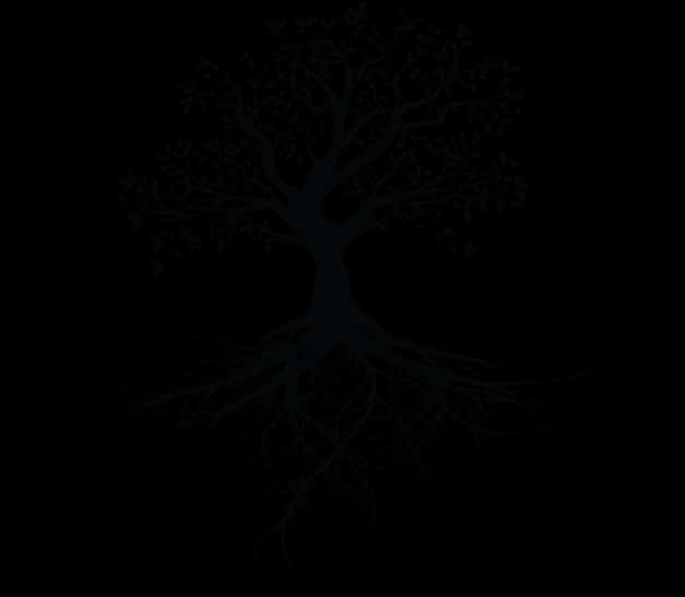 Mystical_ Tree_ Silhouette_ Roots_and_ Branches PNG Image