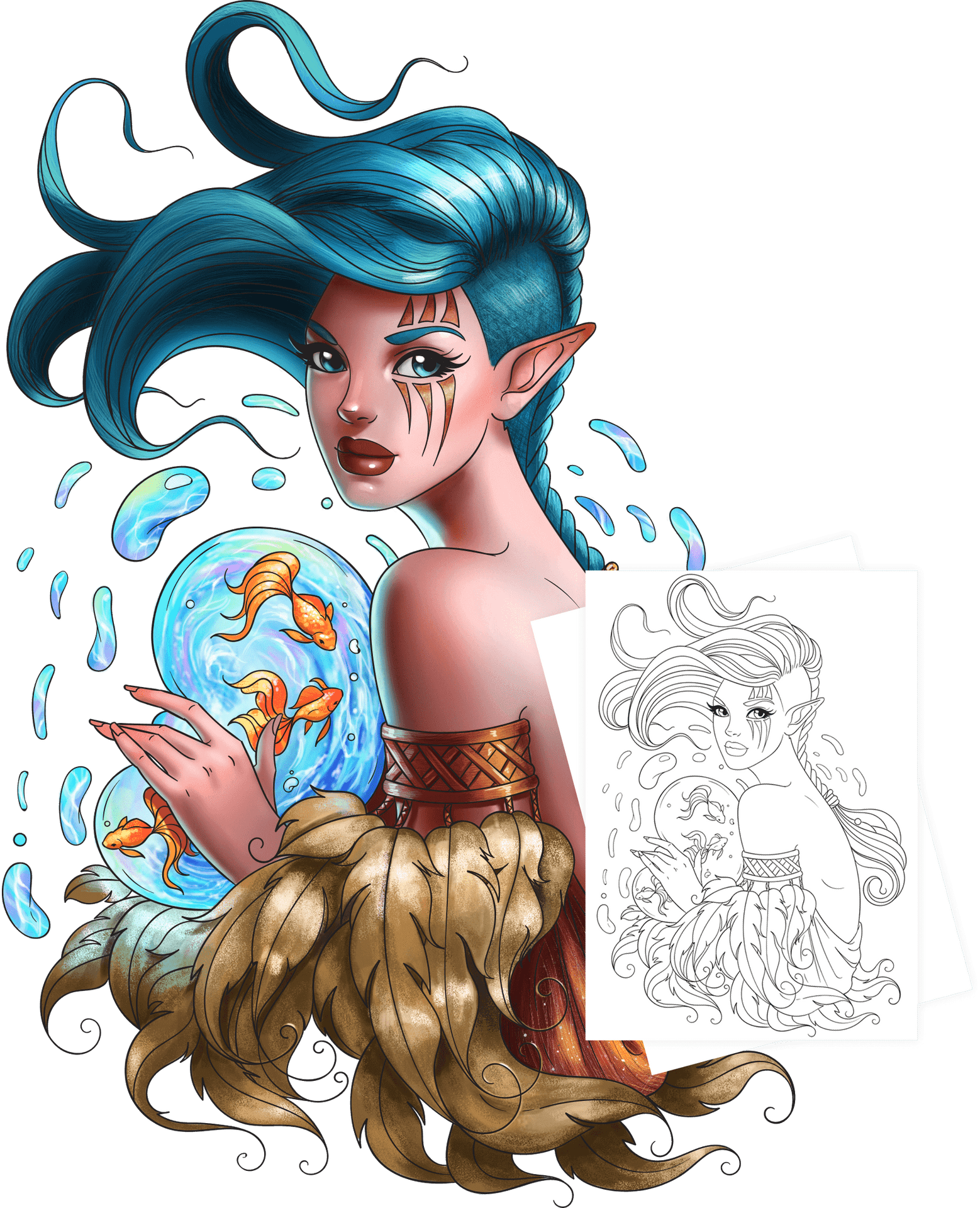 Mystical_ Water_ Nymph_with_ Orb PNG Image