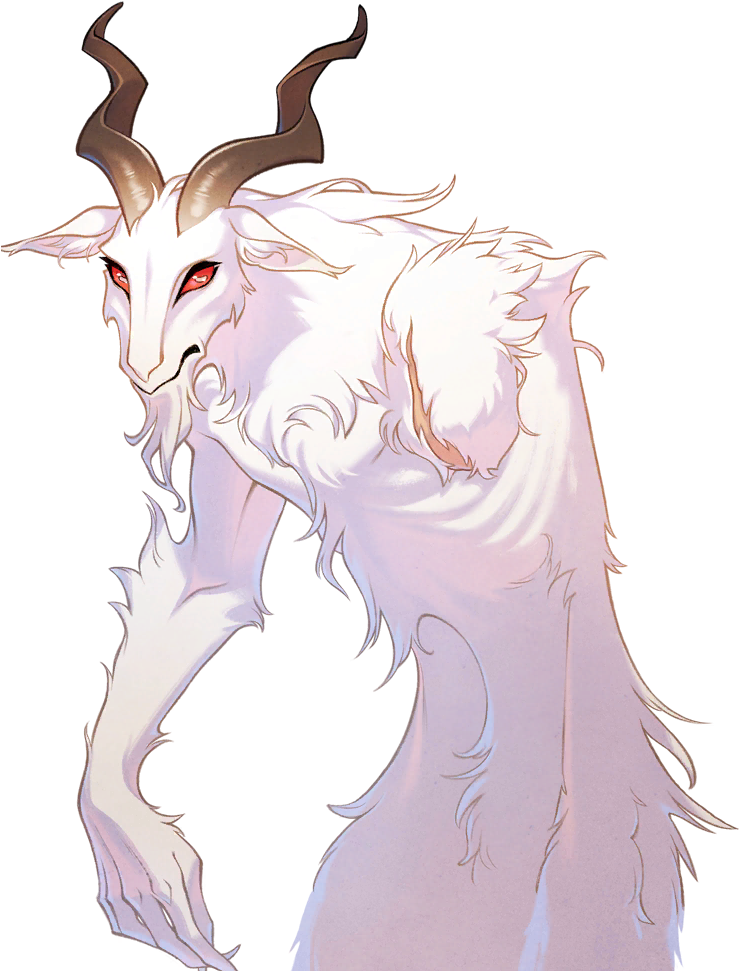 Mystical White Goat Artwork PNG Image