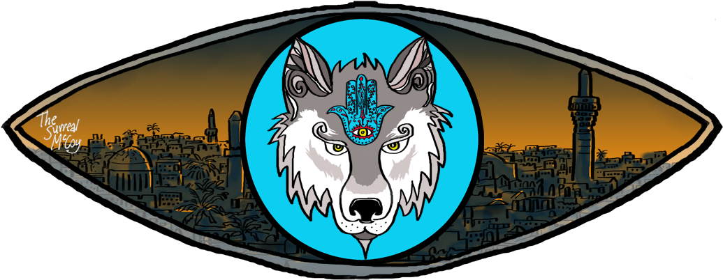 Mystical Wolf Eye Cityscape PNG Image