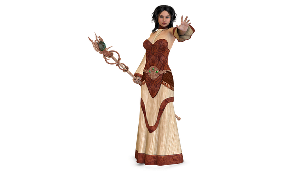 Mystical_ Woman_with_ Staff PNG Image