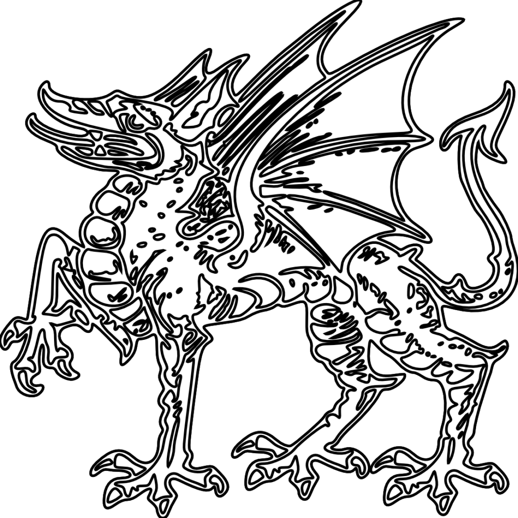 Mythical Dragon Coloring Page PNG Image