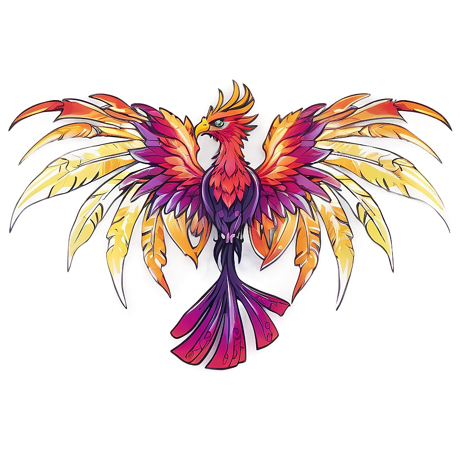 Mythical Phoenix Graphic Png Whi PNG Image