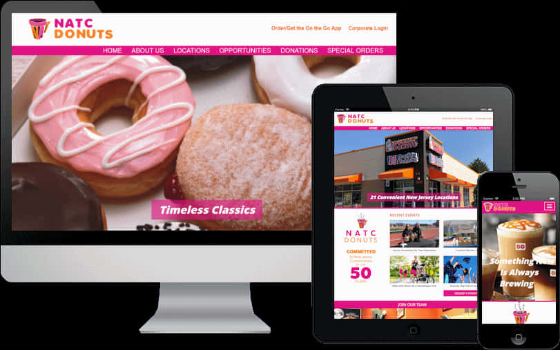 N A T C Donuts Responsive Website Design PNG Image