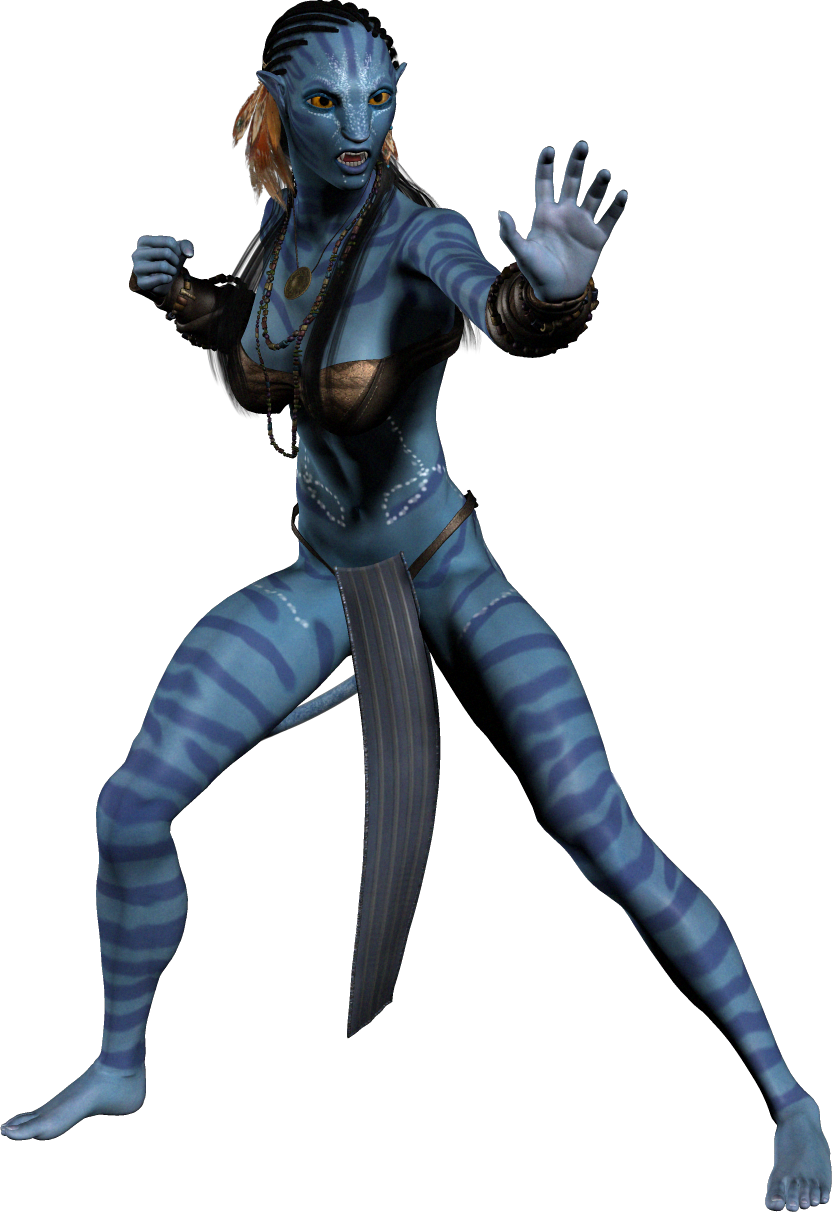 Na'vi_ Female_ Warrior_ Pose_ Avatar PNG Image