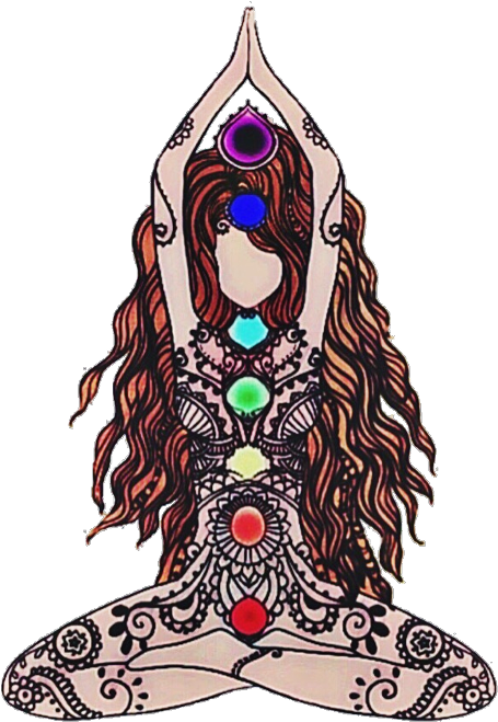 Namaste Yoga Pose Chakras Illustration PNG Image