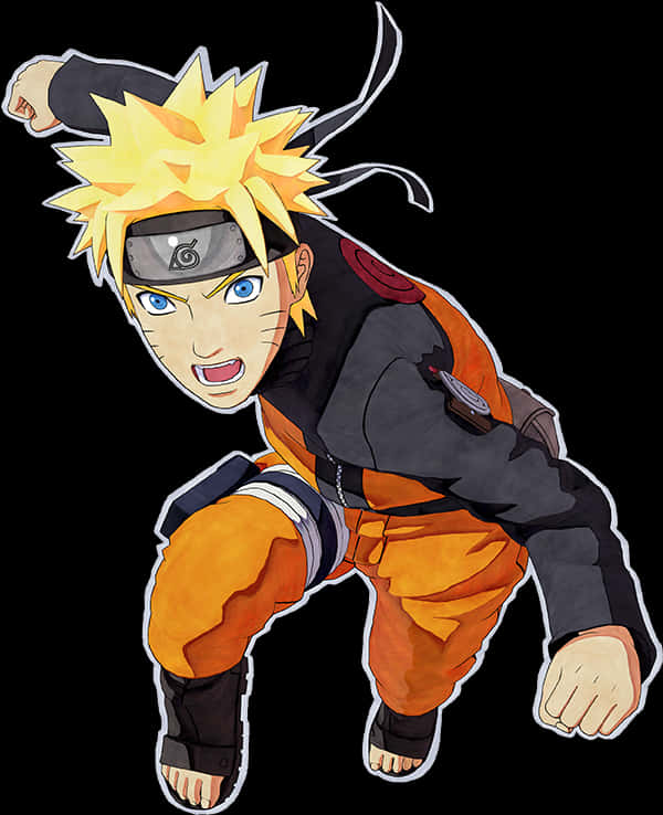 Naruto Uzumaki Action Pose PNG Image