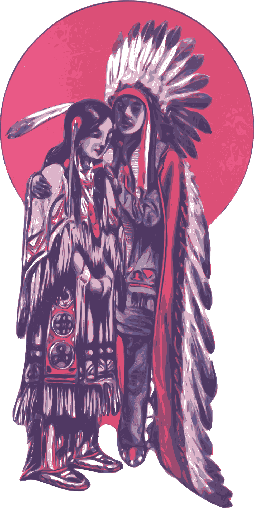 Native American Couple Artwork PNG Image